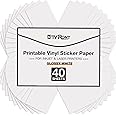 HTVRONT Printable Vinyl for Inkjet Printer & Laser Printer - 40 Pcs Glossy White Inkjet Printable Vinyl Sticker Paper, 8.5"x11" (140 g)