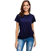 Womens Cotton T-Shirts Casual Short Sleeve Loose Fitting Tunic Basic Tee Tops