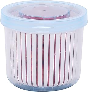 Double Layer Vegetables Sealed Keeper, Refrigerator Food Fresh Storage Box with Drain Basket, Kitchen Plastic Container for Fruits (White)