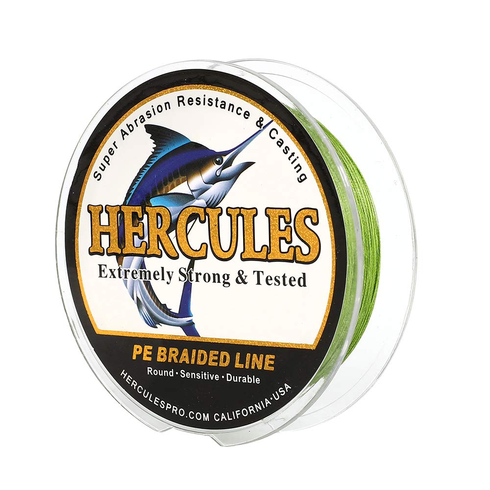 Hercules Super Cast 300M 328 Yards Braided Fishing Line 10 LB Test for Saltwater Freshwater PE Braid Fish Lines Superline 8 Strands - Army Green, 10LB (4.5KG), 0.12MM