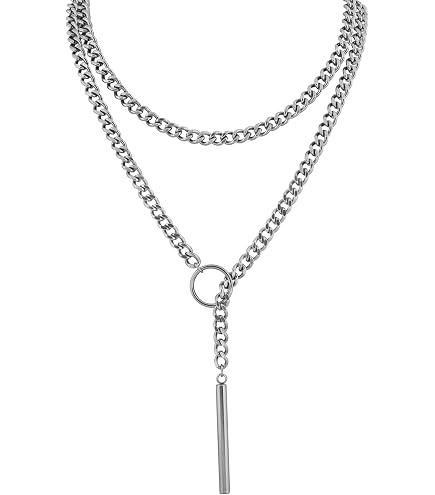 Amazon.com: Sacina Silver-tone Layered Bar Necklaces, Chunky Chain