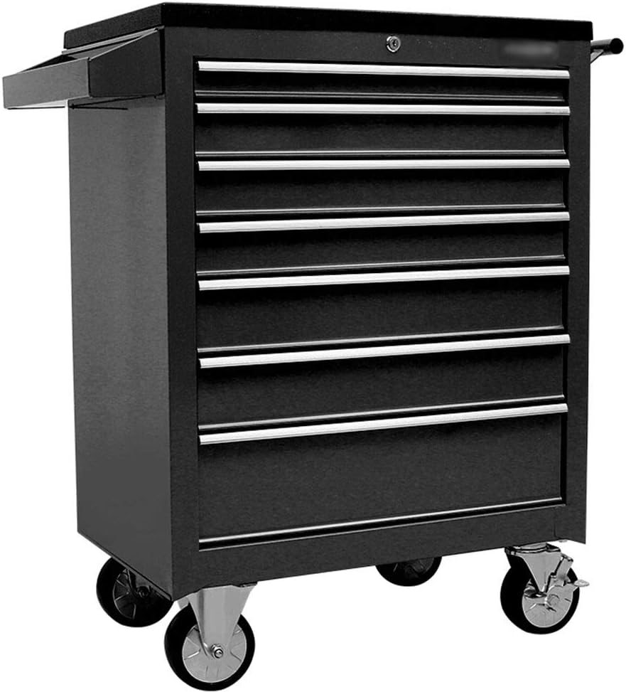 GXFC Heavy Duty Rolling Tool Chest, 7 Drawer with Keyed Locking System, Large Workbench Top, Mobile Toolbox Organizer for Workshop, Car Mechanics, Garage