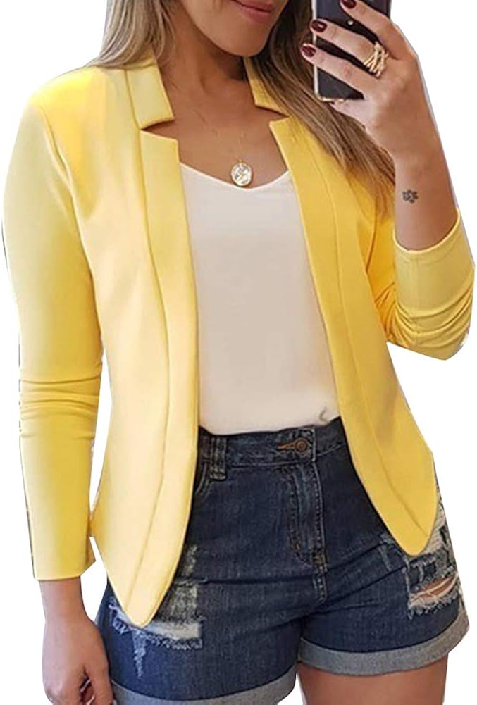 happyhouse009 Las Mujeres De Manga Larga Blazer Chaquetas, Más El