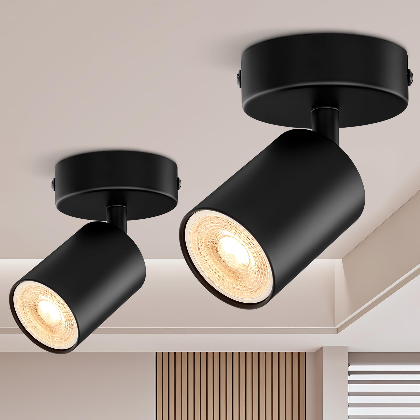VIIIVA Spotlight Ceiling Light Adjustable-2 Packs, Matt Black Round GU10 LED Spotlight Single Rotatable Wall Light, 1 Spot Ceiling Lights, GU10 Industrial Spotlights Fitting, Bulb Not Included โ image 1