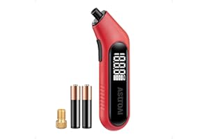 AstroAI Digital Tire Pressure Gauge 300PSI Large Screen with Backlight and Flashlight, ANSI 2A High Accuracy, Compatible with Schrader Valves, 4 Units, Presta Valve Adapter Included (Red)