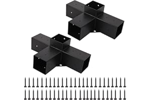 INUSBOJIE 2Pcs Pergola Brackets Kit 4 Way Right Angle Corner Brackets for Gazebos,Garden,Patio,Wood Beams 4''x4'' Lumber (Actual: 3.8x3.8'')