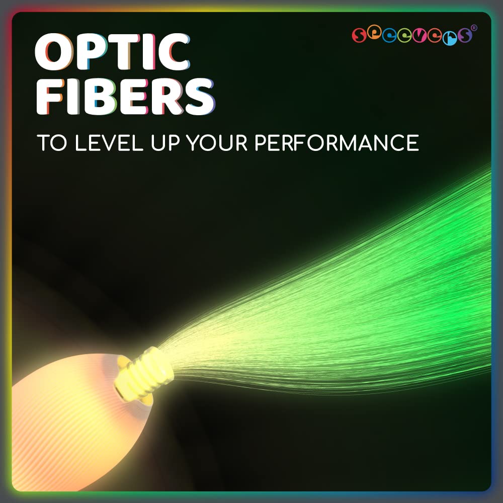 LED Poi Optic Fiber Poi for Professionals - Exciting Light Show and Fast USB Charge - Strobe & Fade Light Programs - LED Prop for Spinners 1 Year Warranty