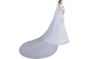 Lismyakey Bridal Wedding Veil Long bridal veil Wedding dress accessories simple double-layer soft mesh yarn with hair comb (W
