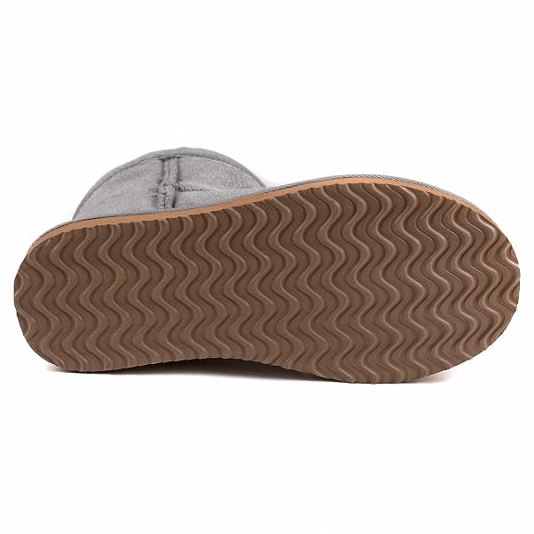ZIZOR WOMEN’S COZY SHORT BOOTIE SLIPPERS, WINTER WARM HARD BOTTOM HOUSE SHOES WITH FUZZY LINING, GRAY, 10 M US