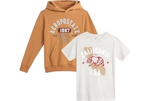 AEROPOSTALE Boys Hoodie and T-Shirt Set - 2 Piece Short Sleeve Graphic Tee Shirt and Pullover Hoodies for Boys (Sizes: 8-16)