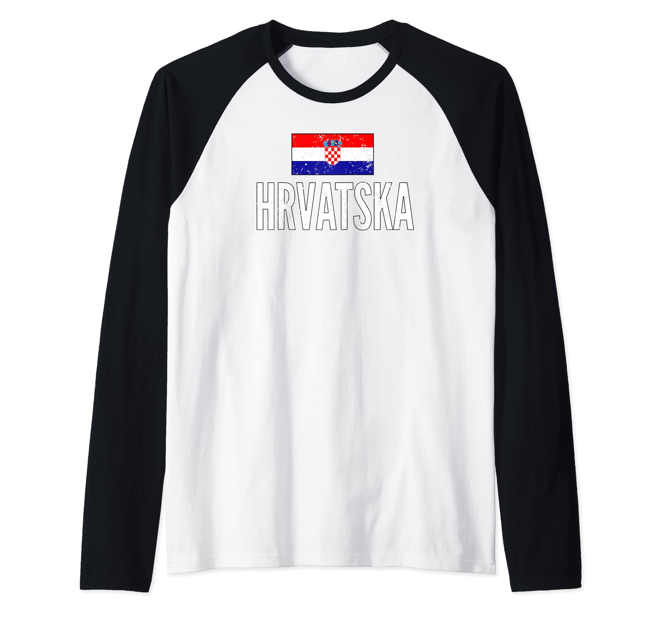 Croatia Soccer Football Jersey Vintage Raglan Baseball Tee