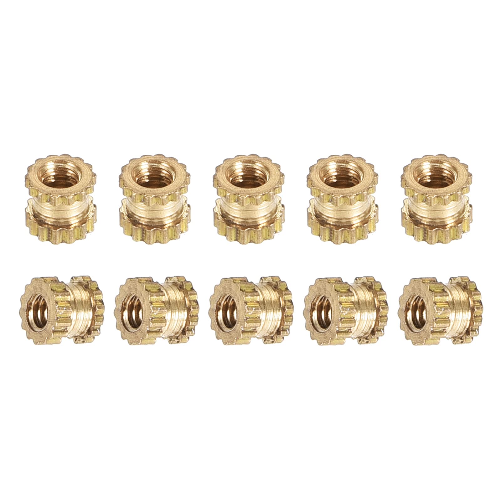DTGN M2x3x3.5mm(IDxLxOD) Knurled Insert Nuts - 50 Pack - Good for Plastic Shells - Brass Female Thread Heat Set Inserts Embedment Nut — image 1