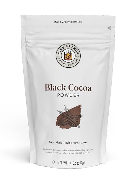 KING ARTHUR BLACK COCOA: DUTCH PROCESSED COCOA POWDER FOR BAKING – INTENSE DARK CHOCOLATE FLAVOR, UNSWEETENED, PERFECT FOR CAKES, COOKIES & FROSTING – 14 OZ RESEALABLE BAG