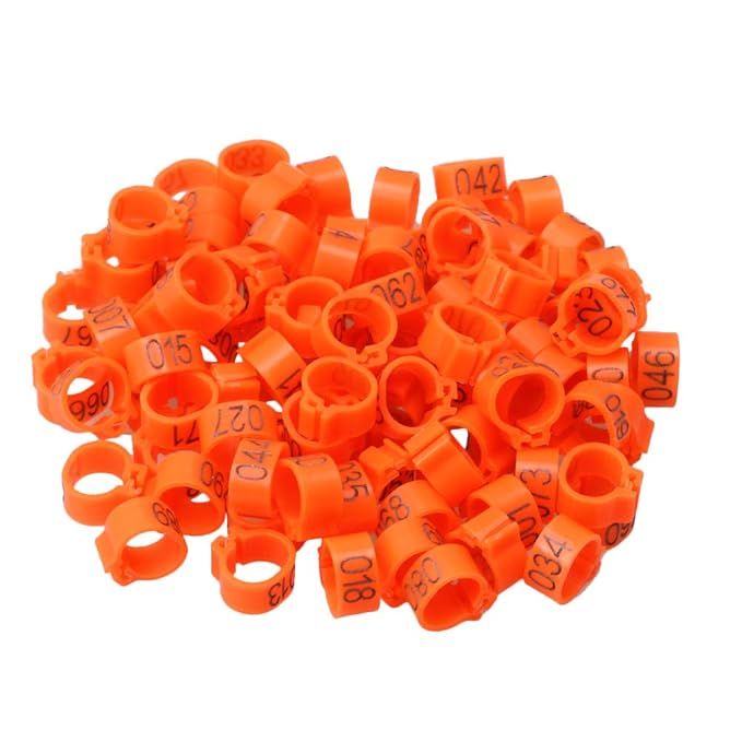 BQLZR Orange 9,5 mm Haehnchen Pigeon Hen Nummerierte Leg Band Gefluegel Taube Vogel-Kueken-Ente Parrot Clip Ringe Packung mit