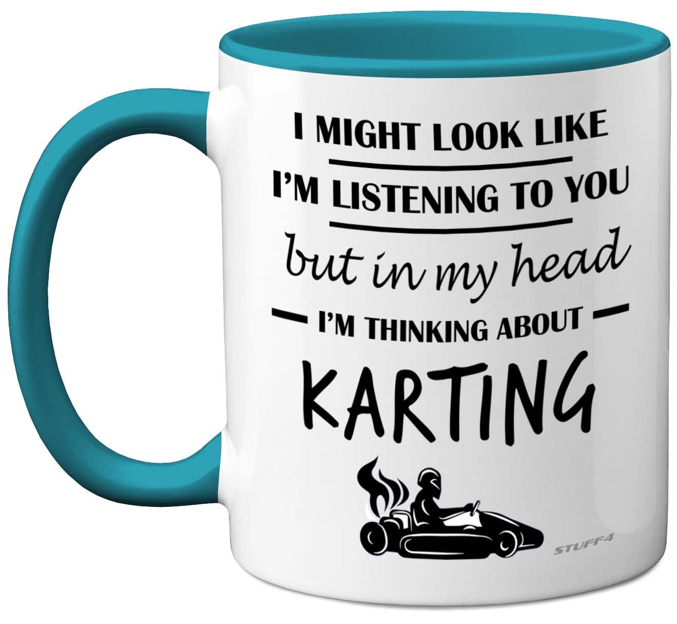Stuff4 Karting Gifts - in My Head I'm Thinking About Karting - Funny Gifts Men Women, Go Kart Motorsport Mug, Racing 11oz Ceramic Light Blue Handle Premium Mugs Novelty Cup — image 1