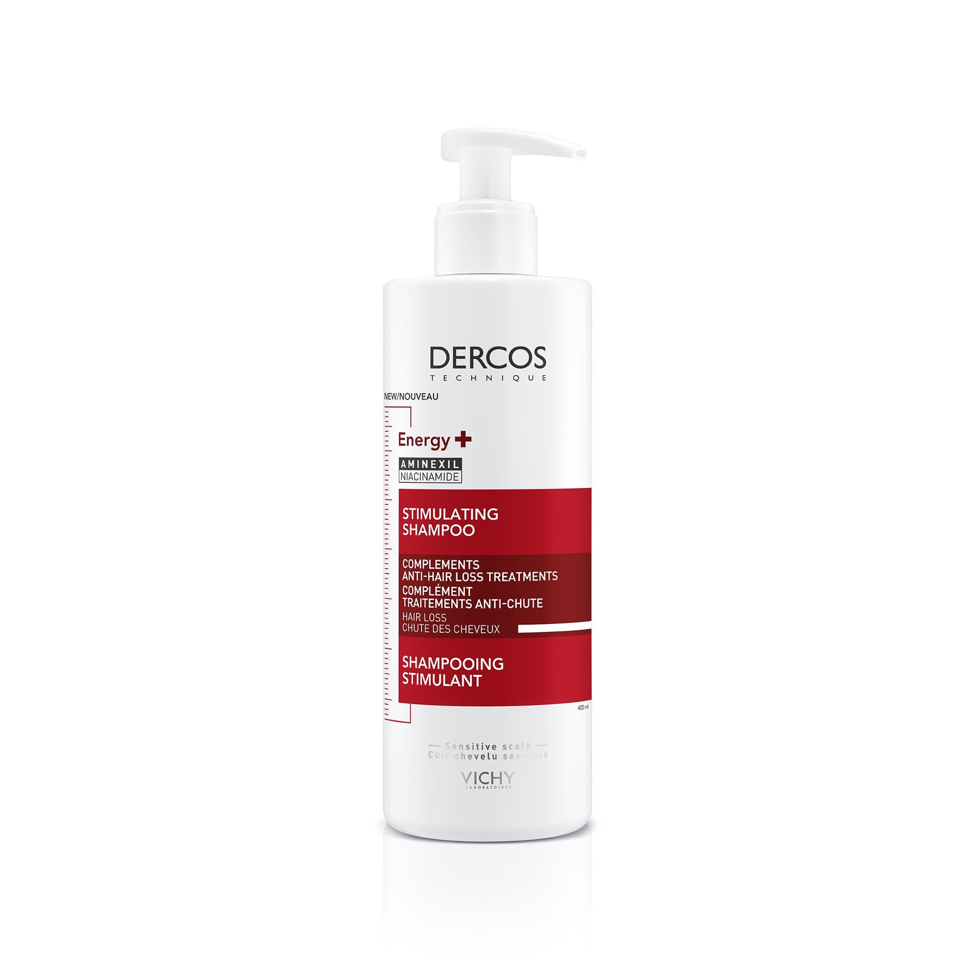 Vichy Dercos Anti-Hair Loss Shampoo, Energy+ Stimulating Formula, With Aminexil & Niacinamide, For Thinning Hair & Sensitive Scalps, 400ml