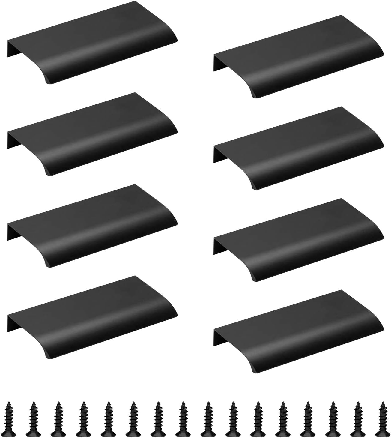 MOROBOR 8 Pack Modern Style Finger Edge Pull Furniture Drawer Handles Hidden Cabinet Kitchen Drawer Handles Knobs, 120mm/Black