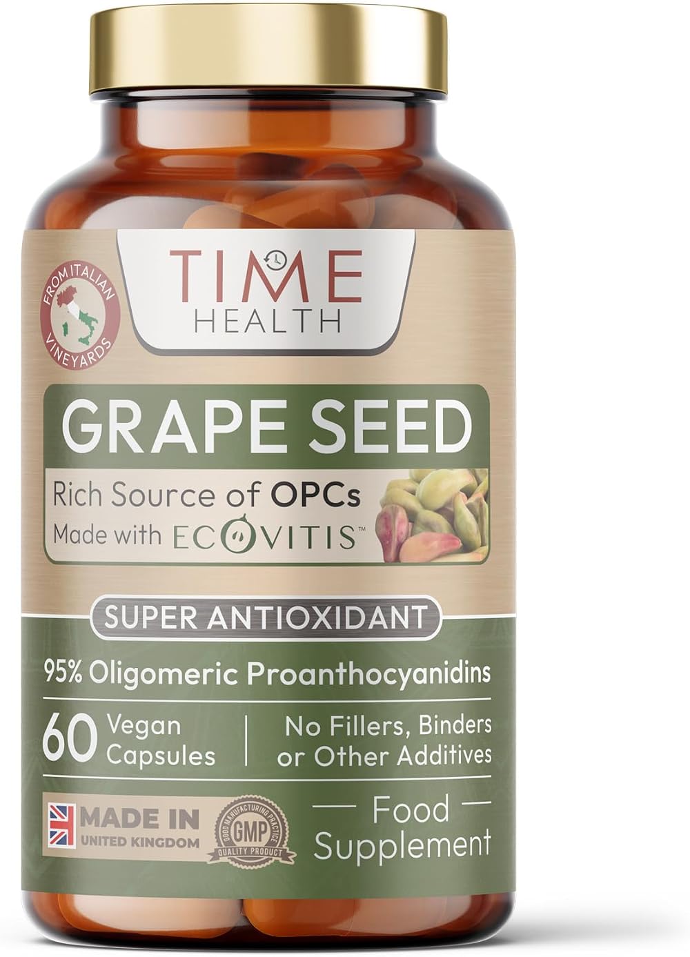 Time Health OPC Grape Seed Extract Capsules 95% OPCs vegan UK Made