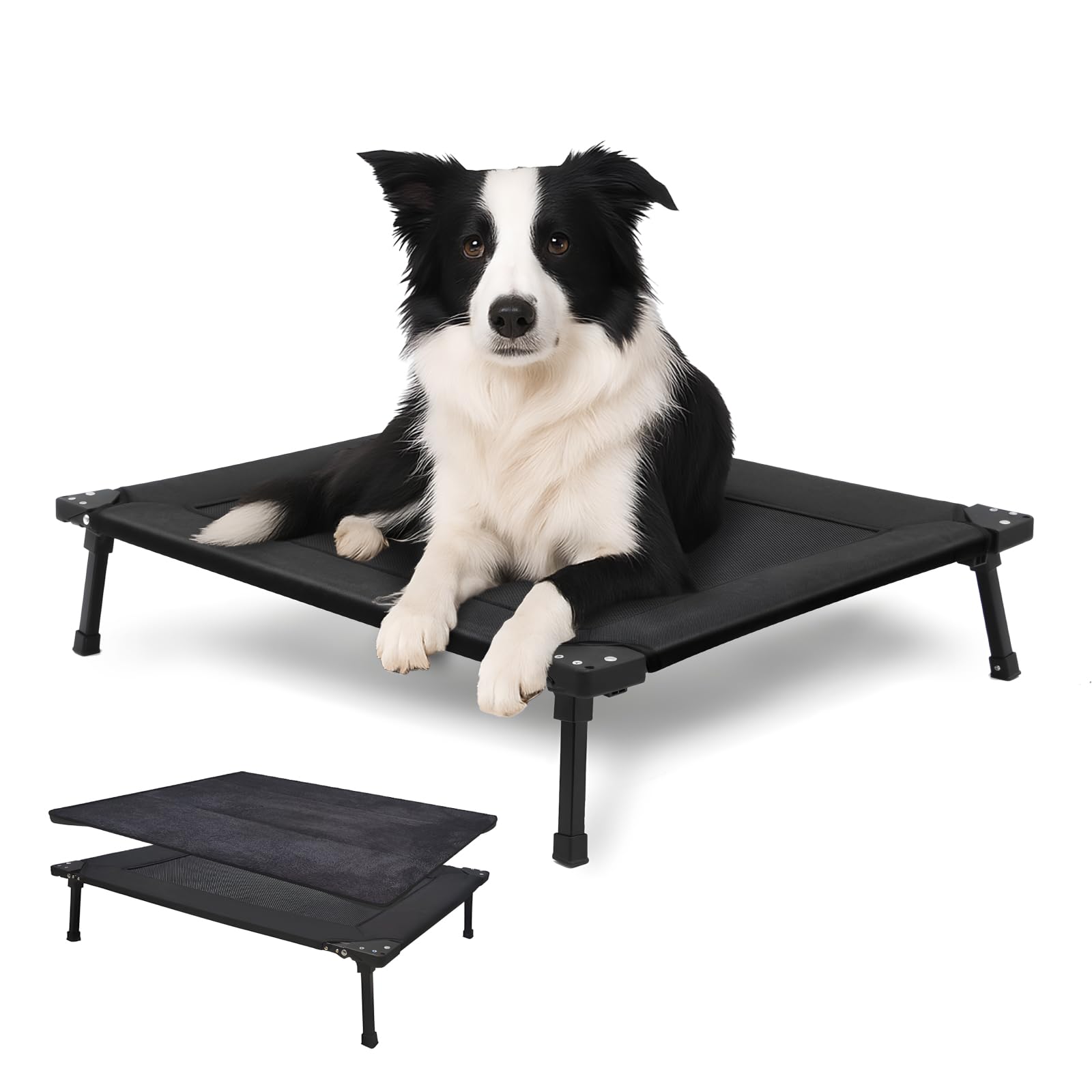 Photo 1 of **The product is plugged in and turns on, but it's unknown if it's 100% functional.*** Elevated Outdoor Dog Bed - Foldable Cooling Dog Cot with Metal Frame, Portable Camping Pet Bed for Medium & Small Dogs, Breathable Mesh for Indoor & Outdoor Use, Black