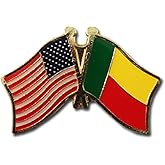 USA and Benin Flag Die-struck Metal Friendship Lapel Pin with Butterfly Clasp Closure
