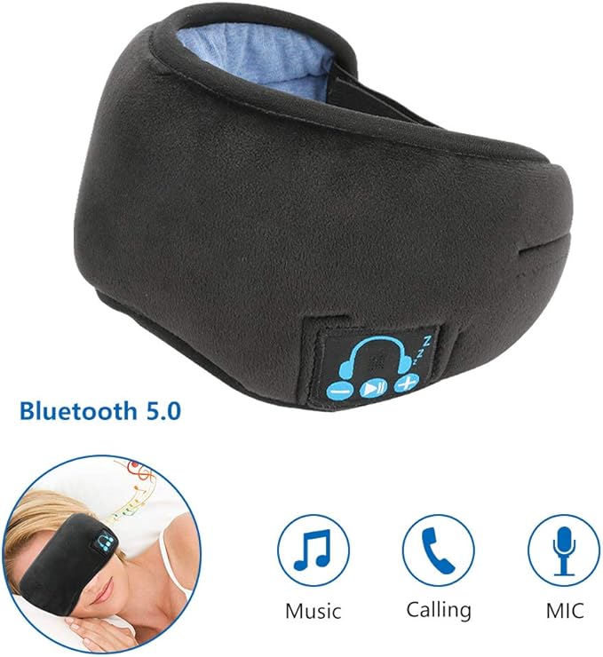 Achort Bluetooth Sleep Eye Mask with Headphones, Adjustable Washable Wireless Bluetooth 5.0