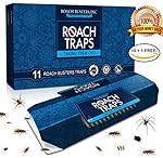 (11 Pack) Cockroach Traps Premium Non-Toxic Eco-Friendly -Spiders & Ants -Roach Busters (10 Traps + 1 Free) Bait Included Glue Chemical Free