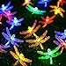 Solar Outdoor Christmas String Lights by ApexPower, 8 Modes 20LED Dragonfly Waterproof Light for Garden, Yard, Home, Landscape, and Holiday Decorations(Multicolored)