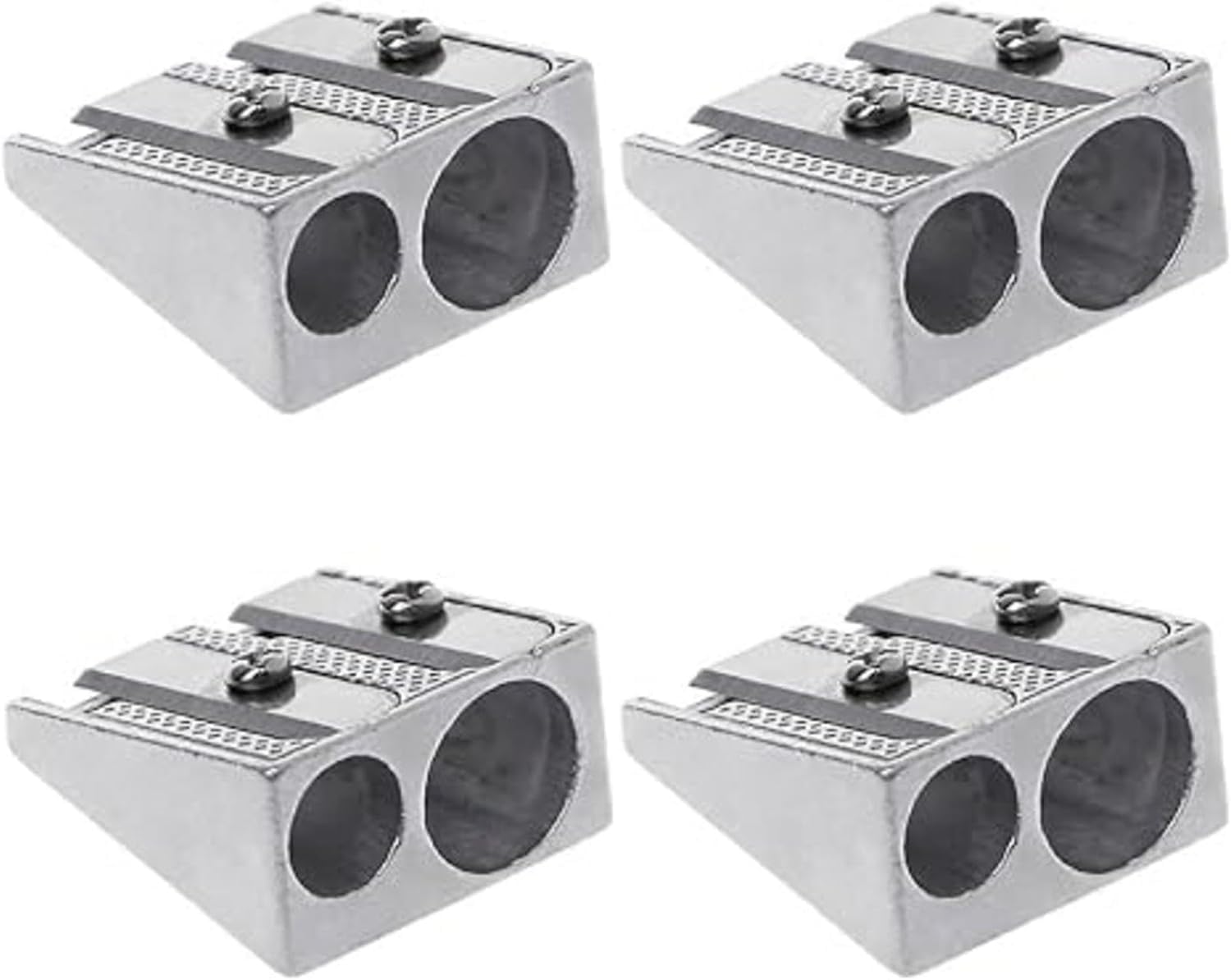 LNYMZD 4 pieces silver double hole pencil sharpener, magnesium pencil sharpener, hand pencil sharpener, metal pencil sharpener, magnesium, small pencil sharpener for schools, offices, type, writing