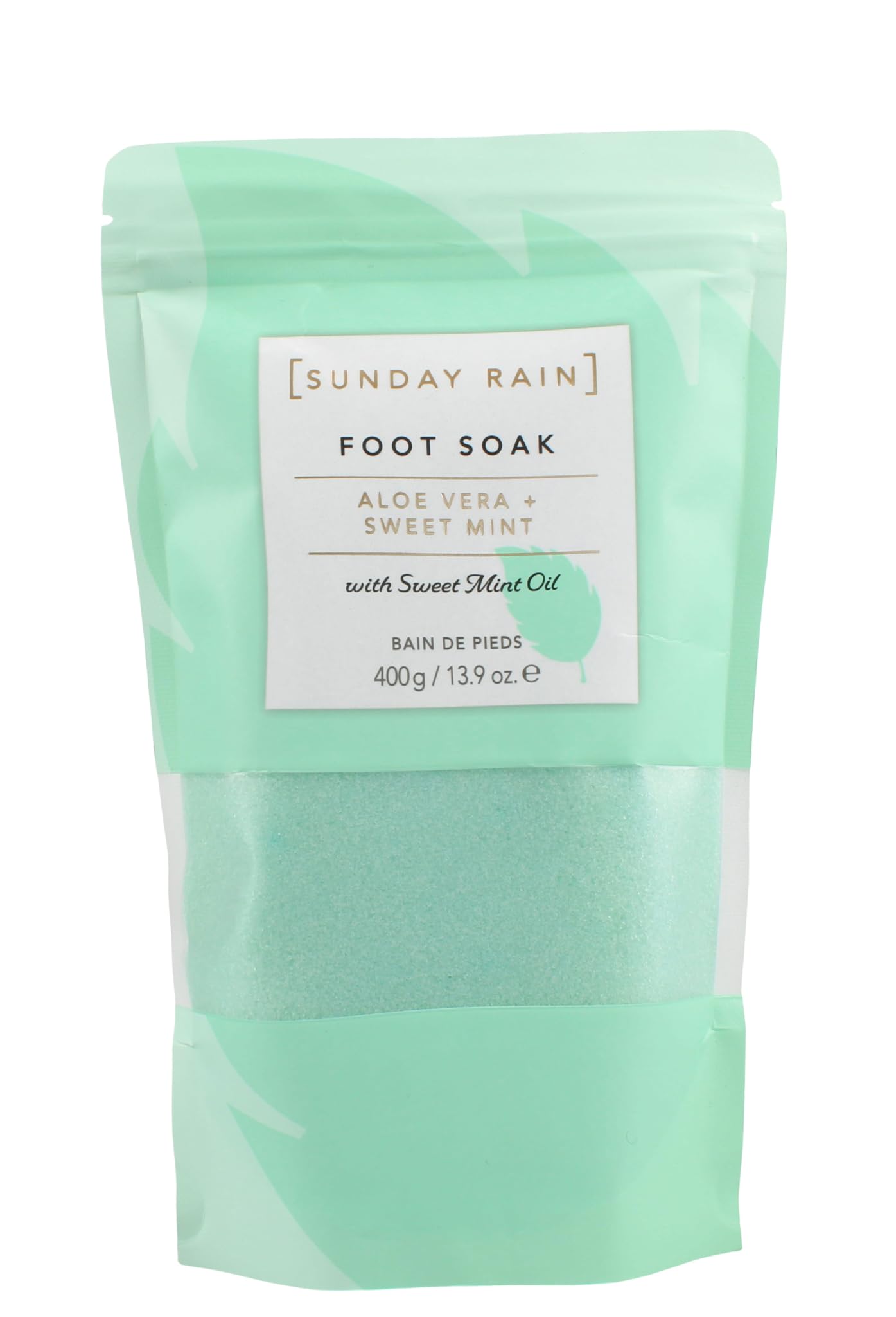 Sunday Rain Aloe Vera & Sweet Mint Foot Soak, Exfoliating, Dry Skin Removal, Vegan & Cruelty Free, 400g