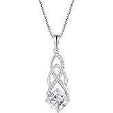Blaniy Infinity Necklace 925 Sterling Silver Celtic Knot Pendant Princess Cut Birthstone Necklace Jewelry Gifts for Women