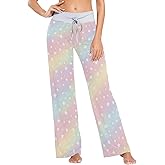 SUABO Womens Yellow Daisy Pajama Bottoms, Sunflower Drawstring Long Pajama Pants Casual Wide Leg Comfy Lounge Pant