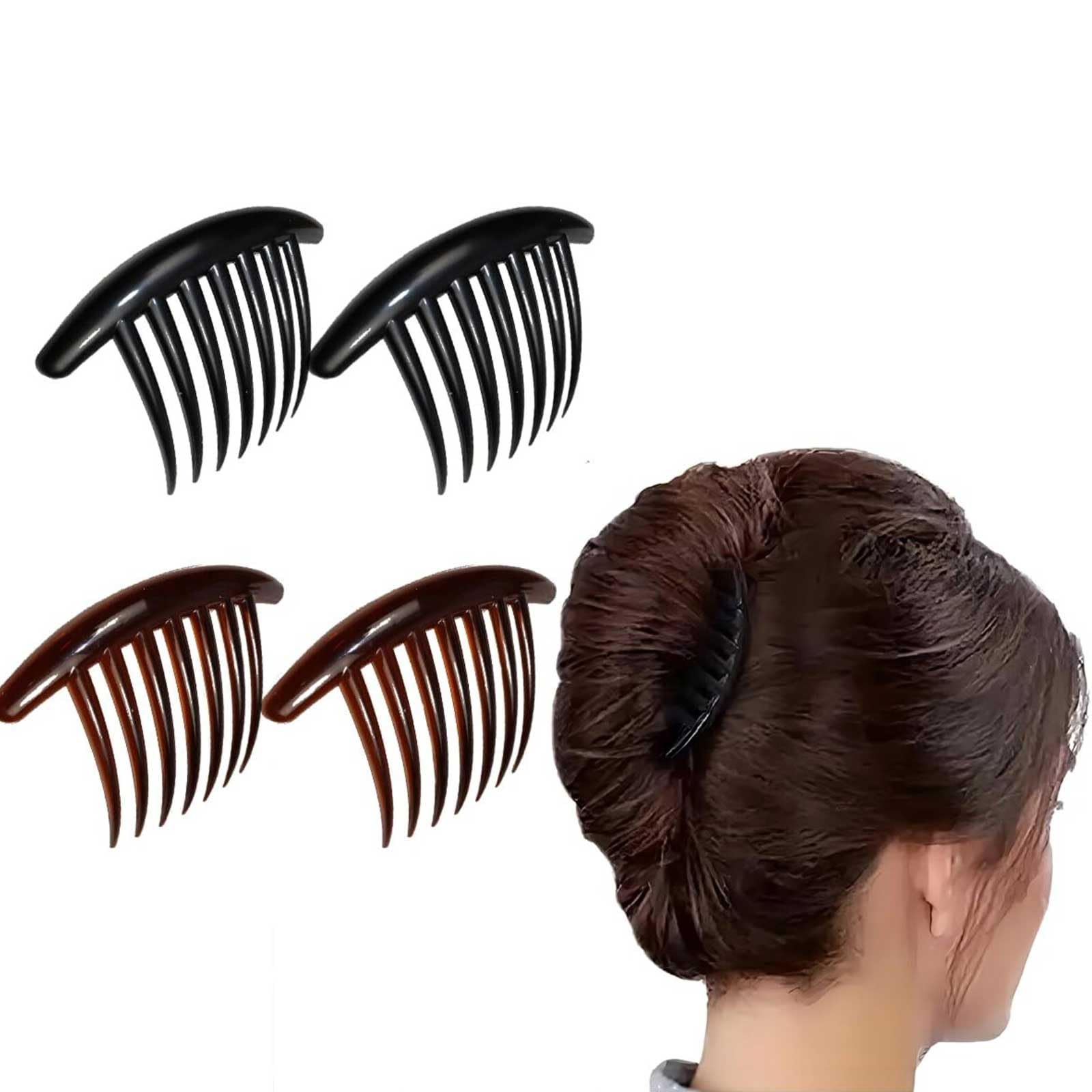 4PCS Plastic 7 Tooth Hair Combs for Women, French Comb Side Clips - Hair Combs Slides for Women and Girls, French Twist Combs (4 Inch)