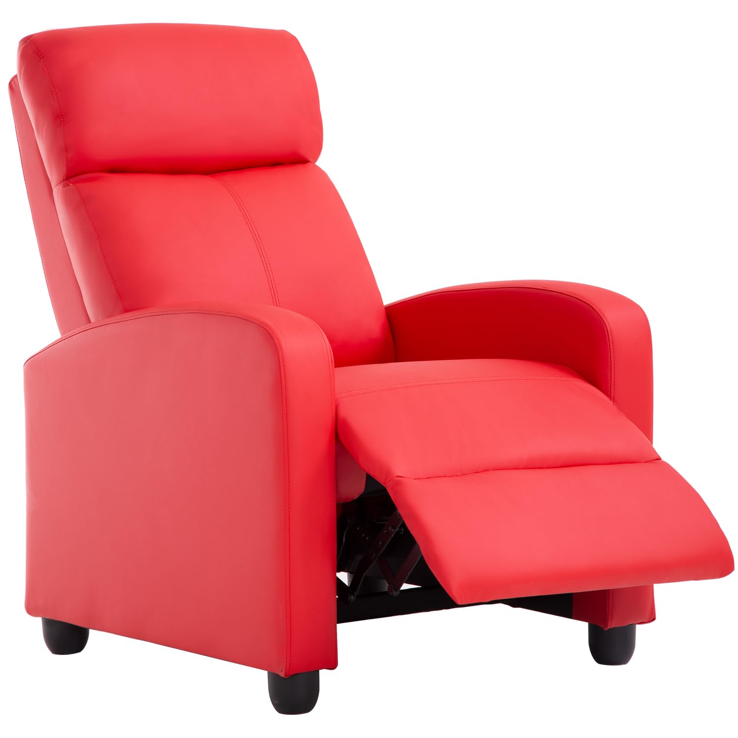 Photo 1 of BestMassage | Recliner Chair | No Massage Function | Pu Red | with Lumbar Support, Adjustable Push Back, Wide Armrests, Footrest & Padded Seat | Easy Assembly | for Living Room, Home Theatre