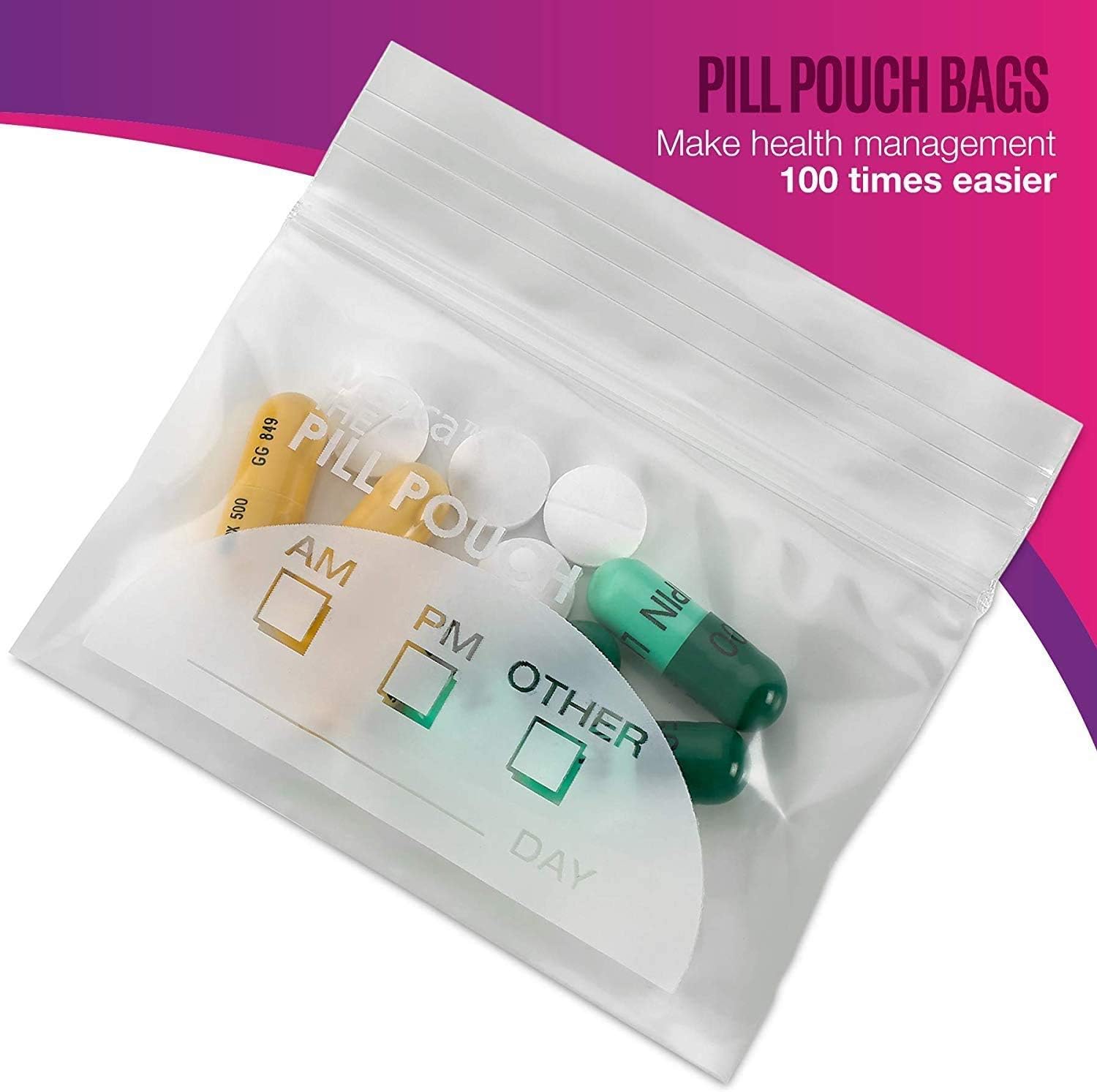Pill Pouch Bags, (Pack of 400) 3" x 2.75", BPA-Free, Poly Bag Disposable Zipper Pills Baggies - Image 4