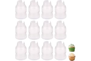 12pcs Piping Bag Couplers, 3x2.3cm/1.18x0.91in Plastic Standard Pipe Icing Piping Tip Coupler Cake Decorating Tool for Frosti