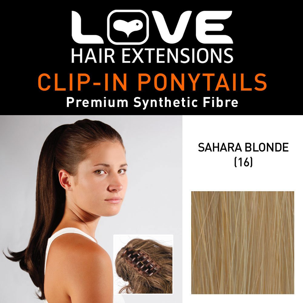 Love Hair Extensions India Crocodile Clip Synthetic Hair Ponytail Colour 16 Sahara Blonde 16 -Inch