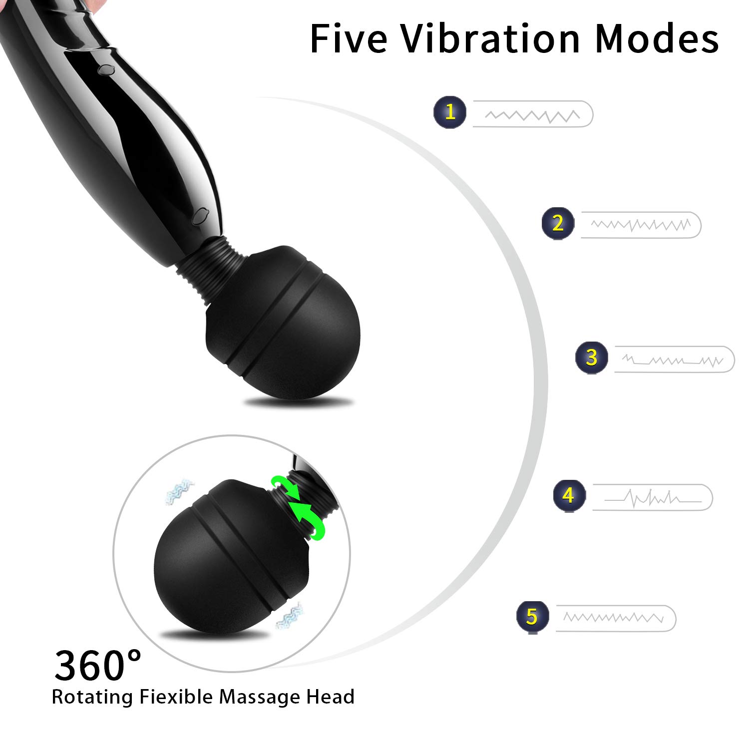 Cordless Wand Massager,Rechargeable Electric Massage Stick for Deep Muscles Pain Relief (Muscle Aches & Personal Sports Recovery)