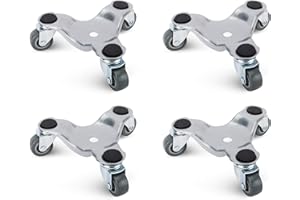 4 Pack 6-Inch Steel Tri-Dolly, 3 Wheel Furniture Dolly with Casters, Easy Moving System for Heavy Loads in Home, Shop or Gara