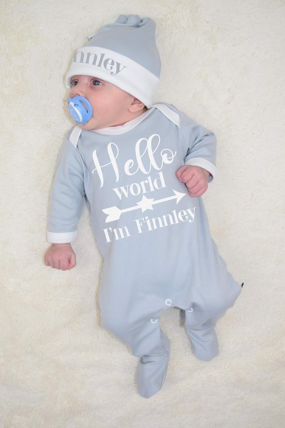 personalised hello world baby grow
