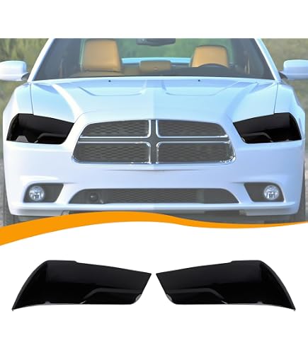 Dark Smoke Headlight Overlay Tint For Dodge Charger (2011-2014) - Gloss Finish, Lifetime Warranty