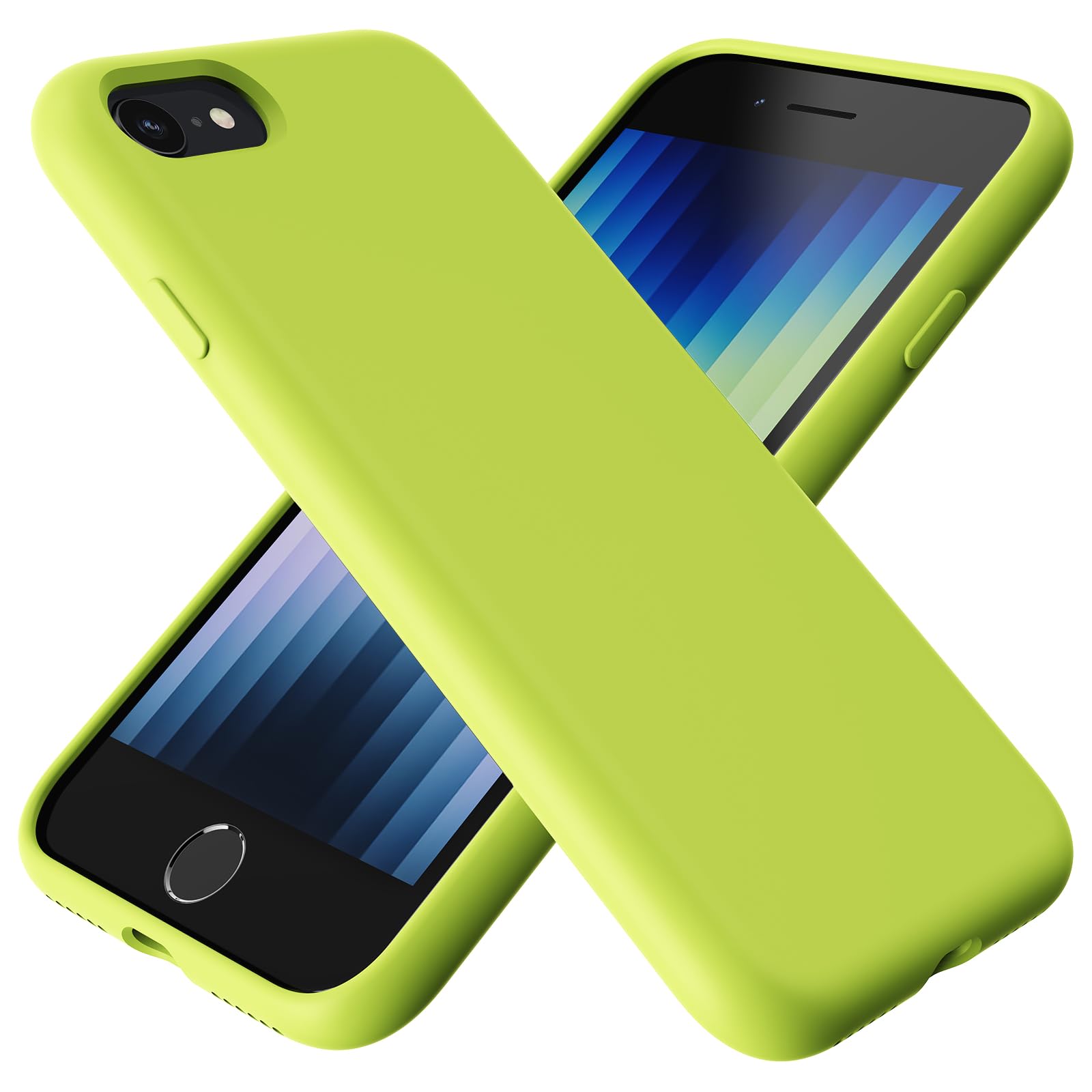 TAXXOE Liquid Silicone Case Compatible with iPhone SE 2020/2022, iPhone 8/7, 4.7 Inch, Soft-Touch, Shockproof, DustProof, Antiskid Full Body Phone Cover for iPhone SE - Fluorescent Yellow — image 1