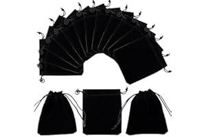 PH PandaHall 50PCS Velvet Jewelry Pouches Drawstring Pouches Bags Black Velvet Pouches Candy Gift Bag Pouch for Jewelry Gifts