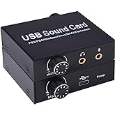 External Sound Card, Tendak USB Audio Adapter with Volume Output and Bass Adjustment, Stereo Sound Card with 3.5mm Microphone