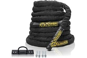 POWER GUIDANCE Battle Rope - 3.8cm Width Poly Dacron 9m Length Exercise Undulation Ropes - GYM Muscle Toning Metabolic Workou
