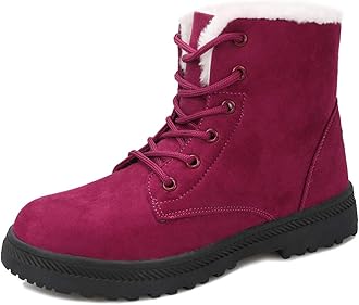 Winter Snow Boots for Women Comfortable Outdoor Anti-Slip Ankle Boots Suede Cotton Warm Fur Lined Booties Lace Up Flat Platform Shoes