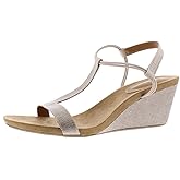 Style & Co. Womens Mulan Denim Wedge Sandals Gold 12 Medium (B,M)