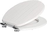 Harbour Housewares Soft Close Toilet Seat White Oval with Chrome Hinges