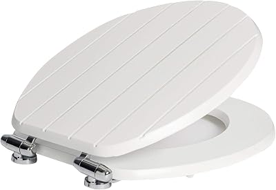 Harbour Housewares Soft Close Toilet Seat White Oval with Chrome Hinges
