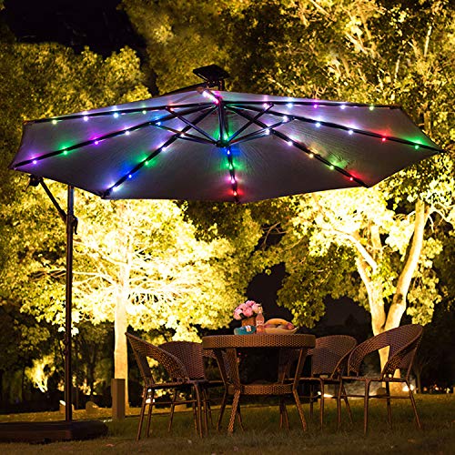 Umbrella Lights, Patio Outdoor Umbrella Waterproof LED Rope Lights String Lights, Battery Operated Indoor Decor, 8 Strings, 13 LED per String Adjustable Brightness (Multi Colored)