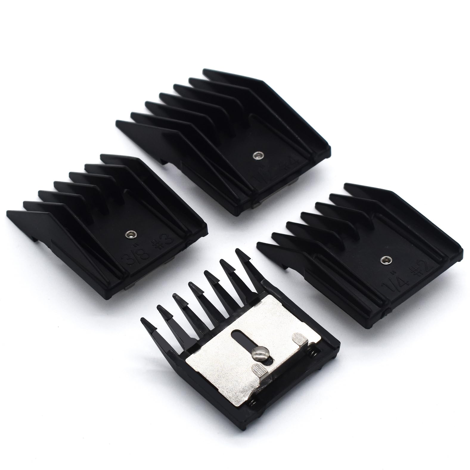 4 Pieces Professional A5-Style Dog Cat Grooming Animal Clipper Attachment Guard Guide Combs, 3mm, 6mm, 10mm, 13mm Compatible with Oster A5/A6 Andis AG BG Wahl KM 2/5/10 Series Pet Groomers (Black)